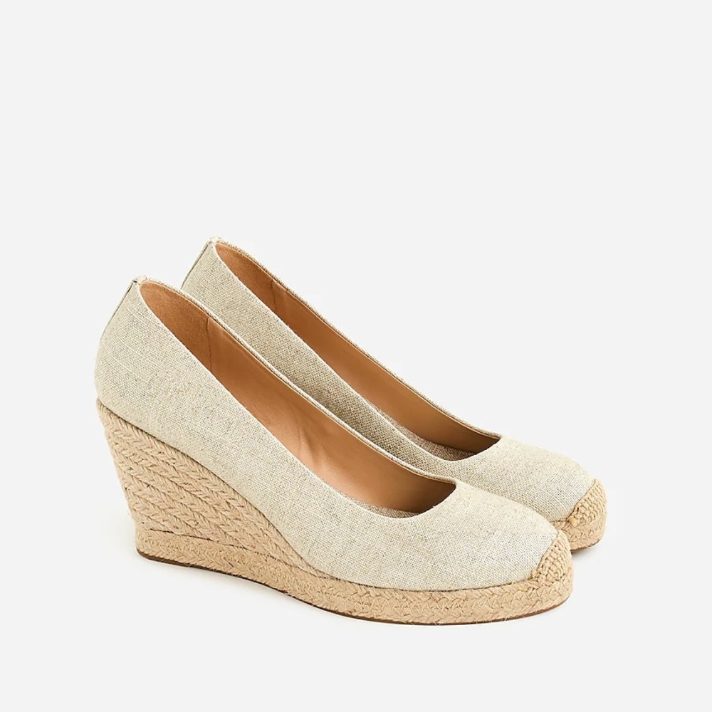 J. Crew Seville Espadrille in Metallic Canvas. Size 6.5